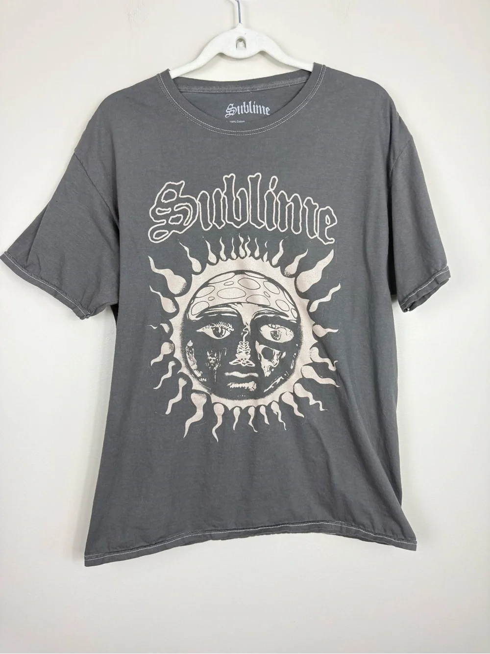 Sublime Sun Face Graphic Tee Mens Large Charcoal Gray Cotton Music Punk Rock